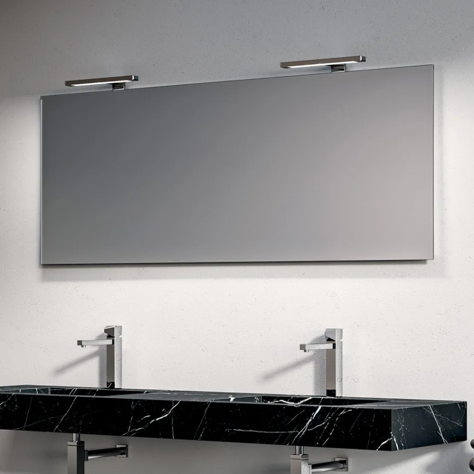 Composición de baño con 1 cajón blanco, espejo y balda Marquina HPL - Velaria Viadurini