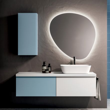 Composición de Baño con 2 Bases con 1 Cajón cada una y Espejo - Titan Viadurini