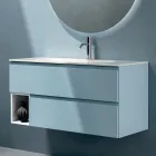 Composición de baño con 2 cajones, 1 compartimento abierto y espejo - Titan Viadurini