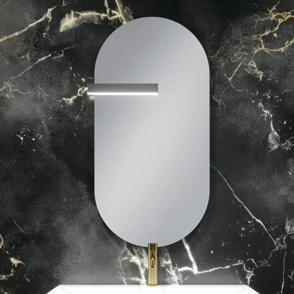 Composición de baño con 2 cajones blanco mate, lavabo y espejo - Elios Viadurini