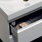 Composición de baño con 2 cajones blanco mate, lavabo y espejo - Elios Viadurini