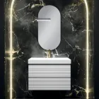 Composición de baño con 2 cajones blanco mate, lavabo y espejo - Elios Viadurini