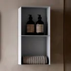 Composición de baño con 2 cajones de roble, lavabo de cerámica y espejo - Titan Viadurini