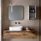 Composición de baño con 2 cajones de roble, lavabo de cerámica y espejo - Titan Viadurini