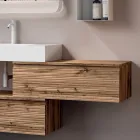 Composición de baño con 2 cajones, lavabo blanco, espejo y mueble de pared - Elios Viadurini