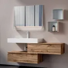 Composición de baño con 2 cajones, lavabo blanco, espejo y mueble de pared - Elios Viadurini
