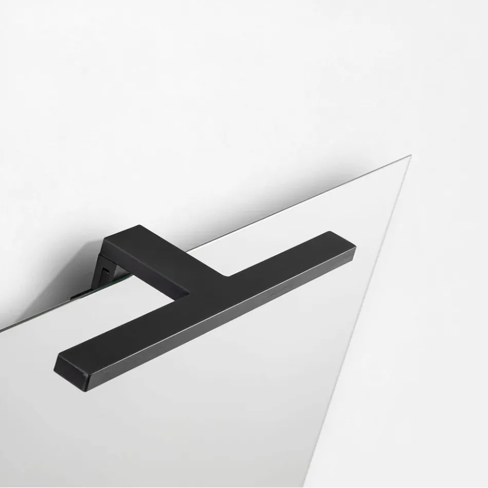 Composición de baño con 2 cajones, lavabo de cristal gris y espejo - Elios Viadurini