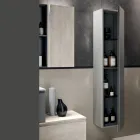 Composición de baño con 2 cajones, mueble de pared, columna y espejo - Titan Viadurini