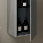 Composición de baño con 2 cajones, mueble de pared, columna y espejo - Titan Viadurini