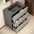 Composición de baño con 3 cajones gris paloma mate, espejo y lavabo - Velaria Viadurini