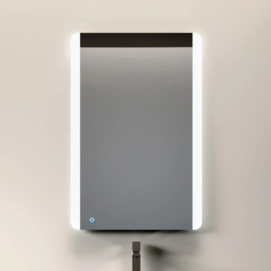 Composición de baño con 3 cajones gris paloma mate, espejo y lavabo - Velaria Viadurini