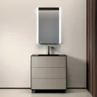 Composición de baño con 3 cajones gris paloma mate, espejo y lavabo - Velaria Viadurini