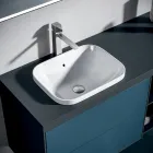 Composición de baño con 4 cajones azul Avio, espejo y lavabo - Velaria Viadurini