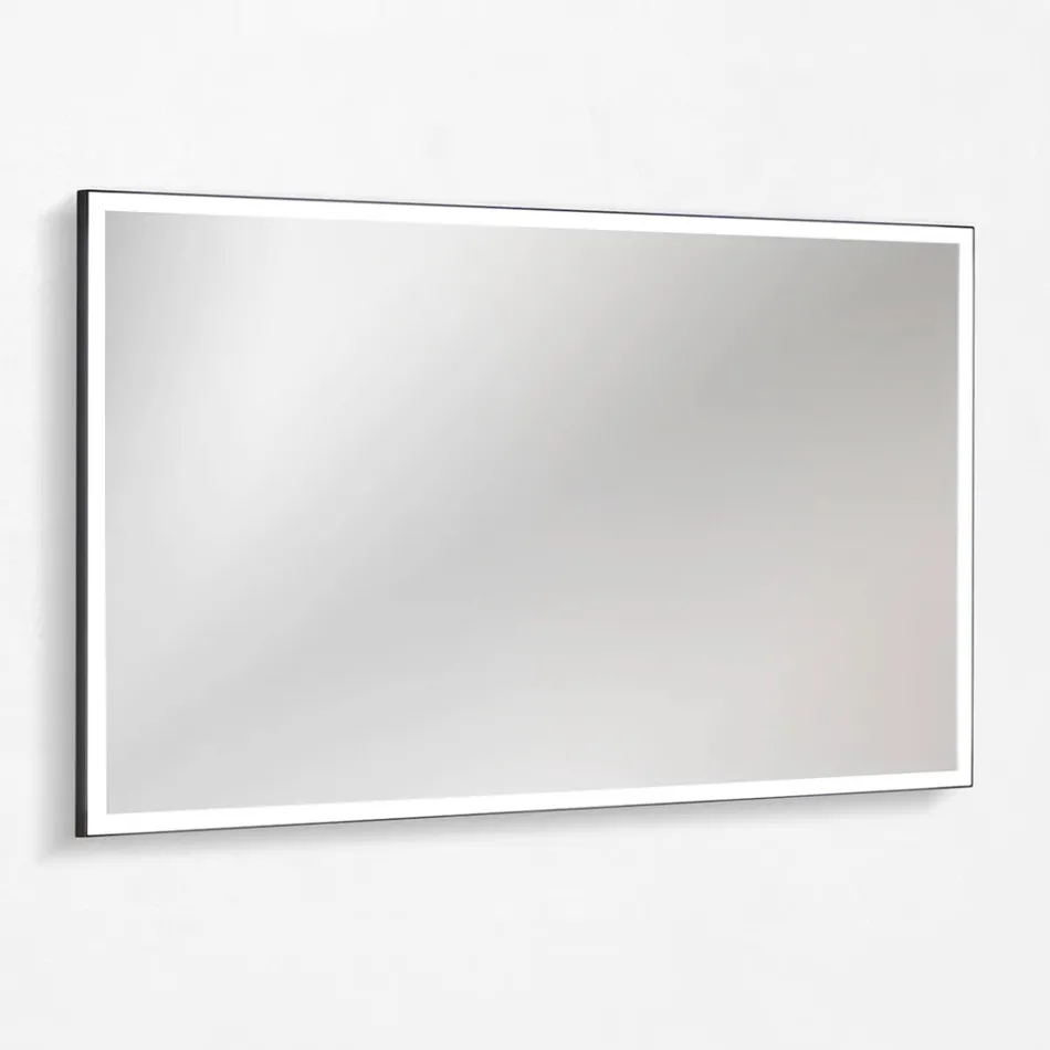 Composición de baño con 4 cajones azul Avio, espejo y lavabo - Velaria Viadurini