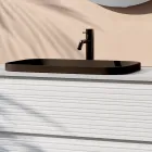 Composición de baño con 4 cajones, lavabo de cerámica negra y espejo - Elios Viadurini