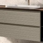 Composición de baño con 4 cajones, lavabo, espejo y estantes abiertos - Elios Viadurini