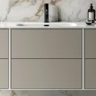Composición de baño con 6 cajones gris paloma, espejo y lavabo - Velaria Viadurini