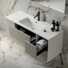 Composición de baño con 6 cajones gris paloma, espejo y lavabo - Velaria Viadurini