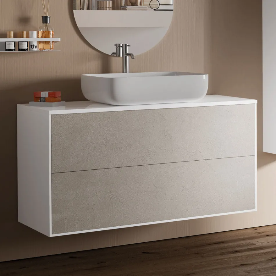 Composición de Baño con Base, Espejo y Lavabo de Piedra Habana Made in Italy - Kilos Viadurini