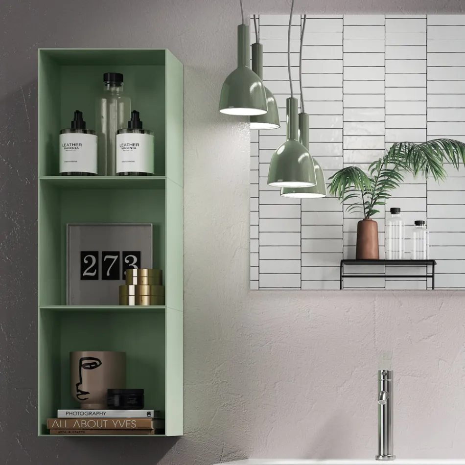 Composición de Baño con Base Roble Miel, Lavabo y Espejo Made in Italy - Kilos Viadurini