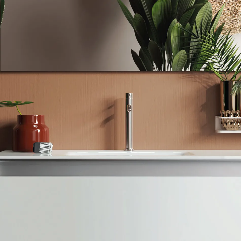 Composición de Baño con Base Suspendida, Espejo y Lavabo Made in Italy - Dream Viadurini