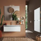 Composición de Baño con Base Suspendida, Espejo y Lavabo Made in Italy - Dream Viadurini