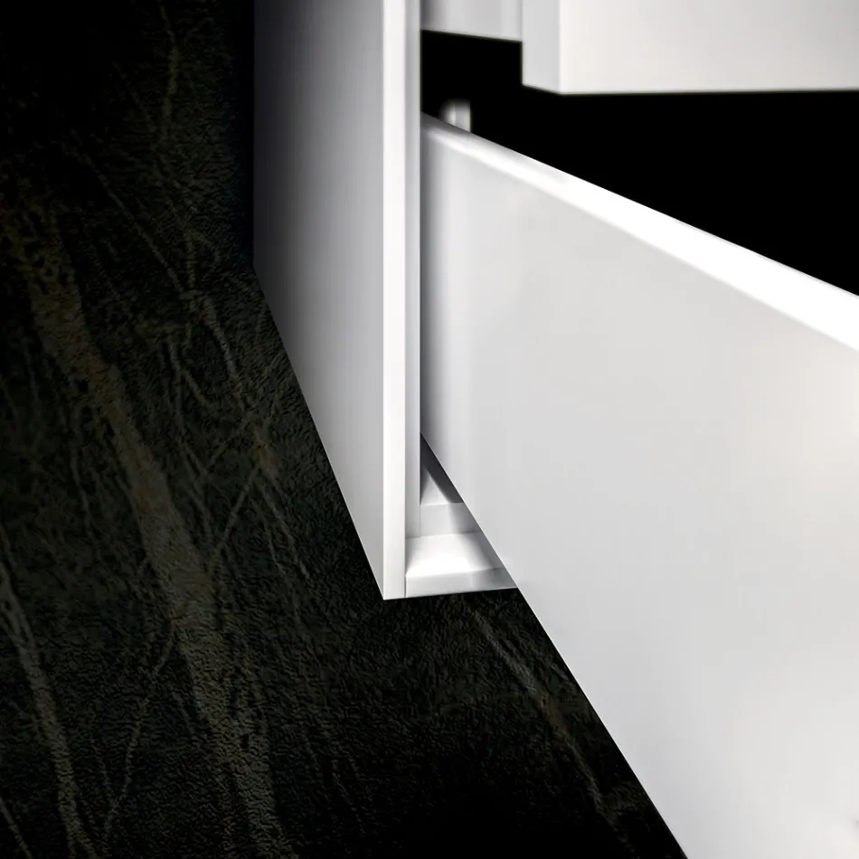 Composición de Baño con Base, Espejo y Lavabo de Resina Made in Italy - Kilos Viadurini