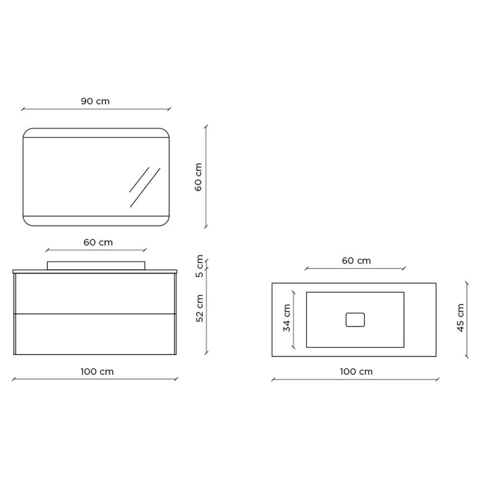 Composición de Baño con Base, Espejo y Lavabo de Resina Made in Italy - Kilos Viadurini
