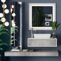 Composición de baño con base, encimera, lavabo y columna de espejo Made in Italy - Polsen