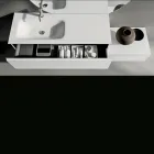 Composición de baño con cajones, lavabo de cerámica y espejo LED - Elios Viadurini