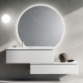 Composición de baño con cajones, lavabo de cerámica y espejo LED - Elios