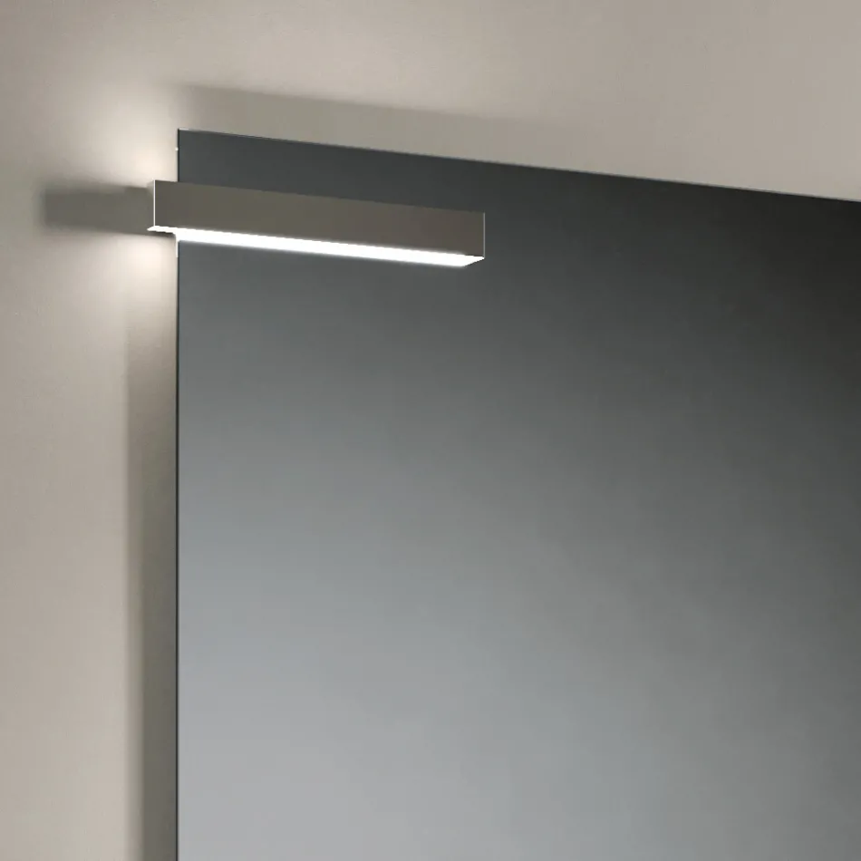 Composición de baño con cajones, lavabo, espejo y mueble de pared - Orione Viadurini