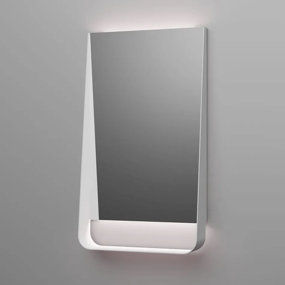 Composición de baño con cajones, lavabo y espejo en rosa empolvado - Elios Viadurini