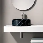 Composición de baño con cajón, lavabo, espejo, mueble de pared y estantería - Elios Viadurini