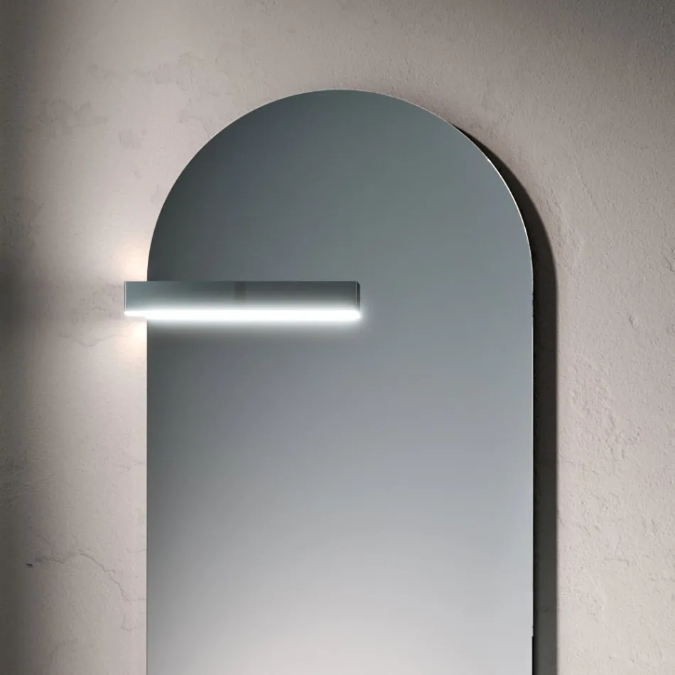 Composición de baño con cajón, lavabo, espejo, mueble de pared y estantería - Elios Viadurini