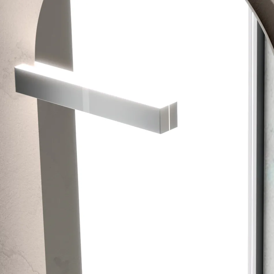 Composición de baño con cajón, lavabo, espejo, mueble de pared y estantería - Elios Viadurini