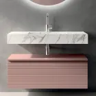 Composición de baño con cajón rosa empolvado y lavabo Calacatta - Elios Viadurini