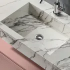 Composición de baño con cajón rosa empolvado y lavabo Calacatta - Elios Viadurini