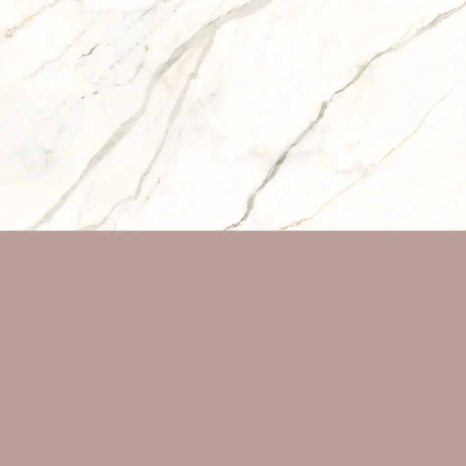 Composición de baño con cajón rosa empolvado y lavabo Calacatta - Elios Viadurini