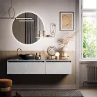 Composición de Baño con Lavabo, Base Suspendida y Espejo Made in Italy - Dream Viadurini