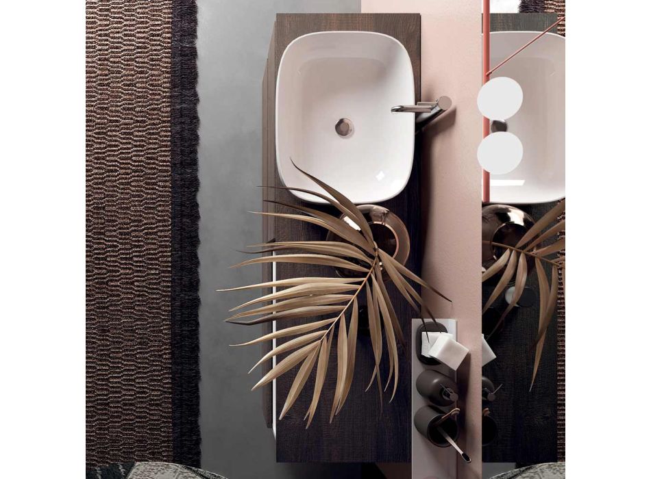 Composición de Baño con Lavabo de Cerámica y Espejo Made in Italy - Dream Viadurini