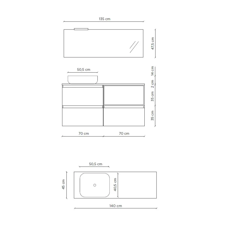 Composición de Baño con Lavabo de Cerámica y Espejo Made in Italy - Dream Viadurini