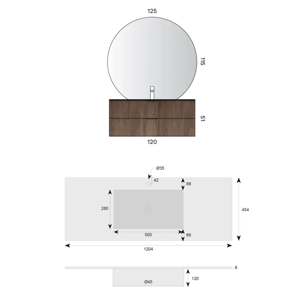 Composición de baño con lavabo Noir Desir Gres - Orione Viadurini