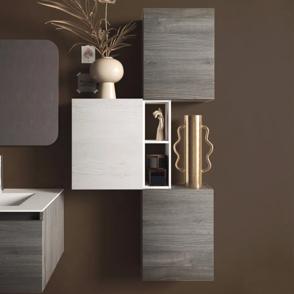 Composición de Baño con Lavabo de Resina Base Anti-Rasguños Made in Italy - Dream Viadurini