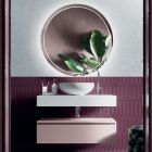 Composición de baño con lavabo de resina y espejo Made in Italy - Palom Viadurini
