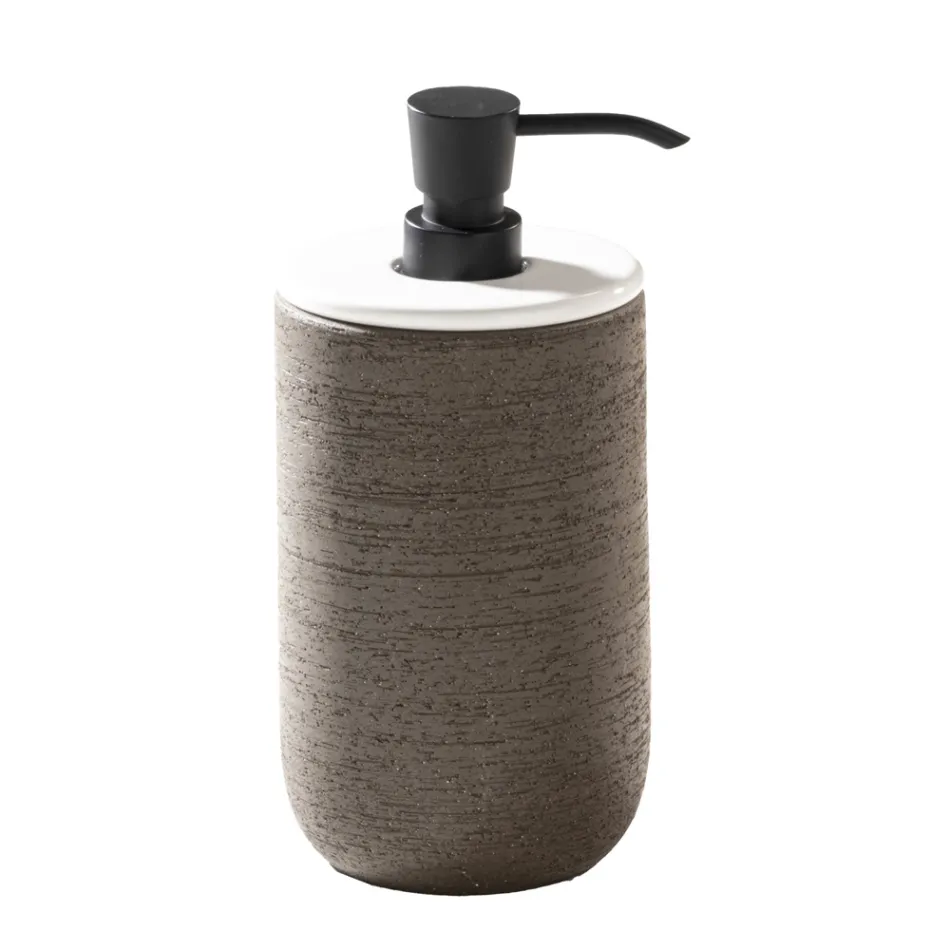 Composición de baño con mueble de teca, espejo y accesorios - Carolie Viadurini