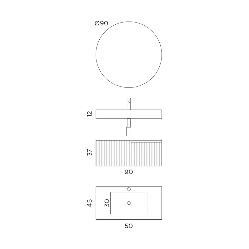 Composición de baño con encimera de HPL Calacatta Made in Italy - Talassa Viadurini