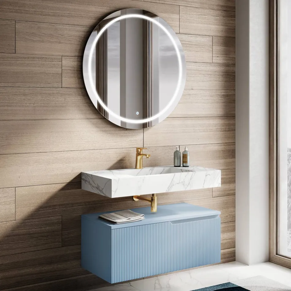 Composición de baño con encimera de HPL Calacatta Made in Italy - Talassa Viadurini