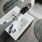 Composición de baño con espejo, base y lavabo de resina Made in Italy - Kilos Viadurini