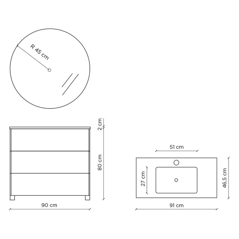 Composición de baño con espejo, base y lavabo de resina Made in Italy - Kilos Viadurini